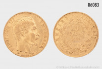 Frankreich, Napoleon III. (1852-1870), 20 Francs 1856 A, Paris, 900er Gold, 6,42 g, 21 mm, KM 781.1, Gadoury 1061, sehr schön/gutes sehr schön