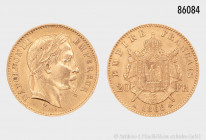 Frankreich, Napoleon III. (1852-1870), 20 Francs 1868 A, Paris, 900er Gold, 6,42 g, 21 mm, KM 801.1, sehr schön/gutes sehr schön