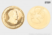 BRD, Goldmedaille 1971, auf den Friedensnobelpreisträger Willy Brandt, 999,9er Gold, Vs. Porträt Willy Brandts. Rs. Friedenstaube, 7,91 g, 26 mm, Rand...