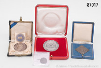 Konv. 3 Silbermedaillen: Verdientsmedaille der Stadt Frankfurt am Main o. J., 935er Silber, Medaille Christian VIII, Altona-Kieler Eisenbahn-Gesellsch...