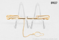 Krawattenhalter, Design von Luigi Colani, 750er Gelbgold, mit 0,08 Karat Brillant, Gesamtgewicht 11,5 g, voll funktionsfähiger Clip-Mechanismus, sehr ...