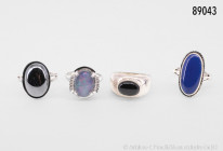 Konv. 7 Silberringe, 835er und 925er Silber, verschiedene Ausführungen, dabei 1 x mit Opal-Dublette, verschiedene Ringgrößen, gemischter Zustand, bitt...