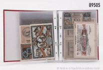 Aus Sammler-Nachlass: Sammlung mit Hunderten Geldscheinen in 3 Alben, Notgeld nach dem 1. Weltkrieg, verschiedene Städte und Gemeinden, auch Banknoten...
