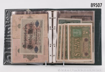 Geldschein-Sammlung Deutsches Reich in 1 Ordner und 2 verschiedenen großen Kartons, insgesamt Hunderte von Banknoten, gemischter Zustand, Fundgrube, b...