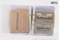 Aus Sammler-Nachlass: 2 Alben mit Hunderten Geldscheinen zum Thema Reichsbahn und Reichspost, ca. 1920er Jahre, gemischter Zustand, Fundgrube, bitte b...