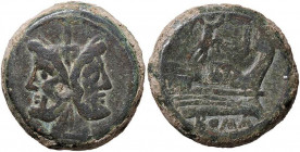 ROMANE REPUBBLICANE - ANONIME - Monete con simboli o monogrammi (211-170 a.C.) - Asse Cr. 61/2 (AE g. 57,45)
qBB/MB+