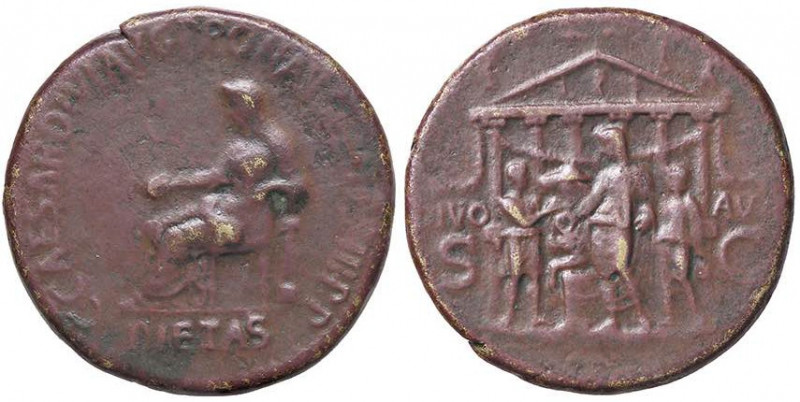 ROMANE IMPERIALI - Caligola (37-41) - Sesterzio C. 9/10 (15 Fr.) (AE g. 26,68) R...