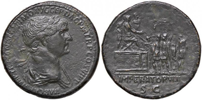 ROMANE IMPERIALI - Traiano (98-117) - Sesterzio C. 178 (25 Fr.) (AE g. 26,2) Rit...