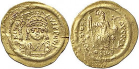 BIZANTINE - Giustino II (565-578) - Solido Ratto 750 e 758; Sear 346 (AU g. 4,44) Tracce di doppia battitura
Tracce di doppia battitura
BB+