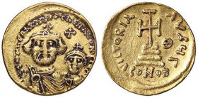BIZANTINE - Eraclio e Eraclio Costantino (613-638) - Solido Ratto 1363; Sear 741 (AU g. 4,44) Da incastonatura
Da incastonatura
qBB/BB