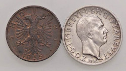 ESTERE - ALBANIA - Zogu I (1925-1939) - Franco 1935 Kr. 16 AG Assieme a 2 qindar 1935 - Lotto di 2 monete
Assieme a 2 qindar 1935 - Lotto di 2 monete...