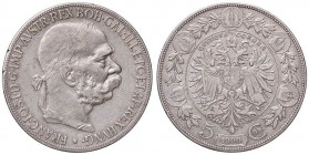 ESTERE - AUSTRIA - Francesco Giuseppe (1848-1916) - 5 Corone 1907 Kr. 2807 AG Sulla moneta millesimo 1900
Sulla moneta millesimo 1900 - 
BB