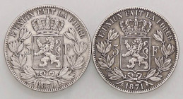 ESTERE - BELGIO - Leopoldo II (1865-1909) - 5 Franchi 1870 e 1871 Kr. 24 AG Lotto di 2 monete
Lotto di 2 monete
qBB