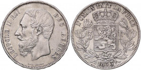 ESTERE - BELGIO - Leopoldo II (1865-1909) - 5 Franchi 1873 Kr. 24 AG Segnetto
Segnetto
BB-SPL