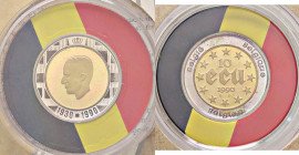 ESTERE - BELGIO - Baldovino I (1951-1993) - 10 Ecu 1991 - 40 anni di regno di re Baldovino Kr. 181 (AU-AG g. 5,3)Moneta bimetallica In cartoncino
Mon...