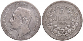 ESTERE - BULGARIA - Ferdinando I (1887-1918) - 5 Leva 1892 KB Kr. 18 AG
meglio di MB