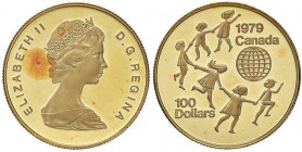 ESTERE - CANADA - Elisabetta II (1952) - 100 Dollari 1979 - Anno internazionale del bambino Kr. 126 (AU g. 16,93)
FDC