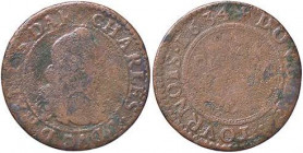 ESTERE - FRANCIA - NEVERS E RETHEL - Carlo di Gonzaga (1601-1637) - Denaro tornese 1634 Kr. 47 CU
MB