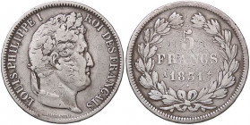 ESTERE - FRANCIA - Luigi Filippo I (1830-1848) - 5 Franchi 1831 A Kr. 745.1 AG
meglio di MB