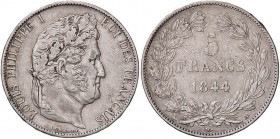 ESTERE - FRANCIA - Luigi Filippo I (1830-1848) - 5 Franchi 1844 A Kr. 749.1 AG
qBB
