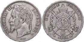 ESTERE - FRANCIA - Napoleone III (1852-1870) - 5 Franchi 1868 BB - Testa laureata Kr. 799.2 AG
MB-BB
