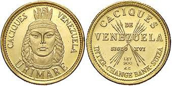 ESTERE - VENEZUELA - Repubblica (1823) - 5 Bolivares Urimare (AU g. 1,49)
FDC