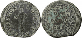 ZECCHE ITALIANE - ANCONA - Repubblica Romana (1798-1799) - 2 Baiocchi Pag. 1/2; Mont. 6/9 CU
MB-BB