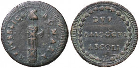 ZECCHE ITALIANE - ASCOLI - Repubblica Romana (1798-1799) - 2 Baiocchi Gig. 3f R (CU g. 16,42)
BB