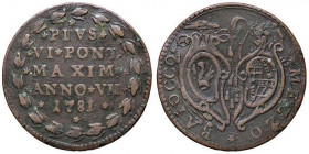 ZECCHE ITALIANE - BOLOGNA - Pio VI (1775-1799) - Mezzo baiocco 1781 A. VII CNI 139; Munt. 263 R CU
BB