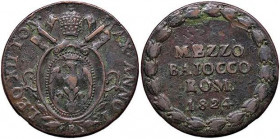 ZECCHE ITALIANE - BOLOGNA - Leone XII (1823-1829) - Mezzo baiocco 1824 A. I Pag. 119; Mont. 11 CU
BB