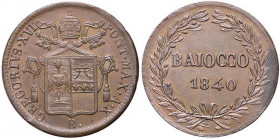 ZECCHE ITALIANE - BOLOGNA - Gregorio XVI (1831-1846) - Baiocco 1840 A. X Pag. 202a; Mont. 197 R CU
SPL