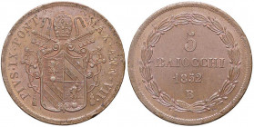 ZECCHE ITALIANE - BOLOGNA - Pio IX (1846-1866) - 5 Baiocchi 1852 A. VII Gig. 181 R CU Difetti di conio
Difetti di conio
bello SPL