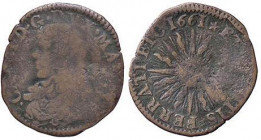 ZECCHE ITALIANE - CASALE - Carlo II Gonzaga (1647-1665) - Soldo 1661 CNI 10/13; MIR 361 (MI g. 1,31)
meglio di MB