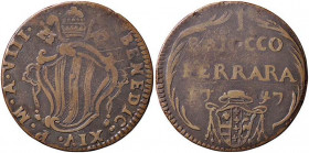ZECCHE ITALIANE - FERRARA - Benedetto XIV (1740-1758) - Baiocco 1747 CNI 72; Munt. 246 R CU
qBB