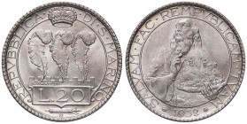 ZECCHE ITALIANE - SAN MARINO - Vecchia monetazione - 20 Lire 1932 Pag. 343; Mont. 21 AG
FDC