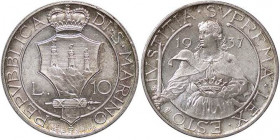 ZECCHE ITALIANE - SAN MARINO - Vecchia monetazione - 10 Lire 1937 Pag. 355; Mont. 33 AG
FDC/qFDC