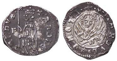 ZECCHE ITALIANE - VENEZIA - Andrea Contarini (1368-1382) - Soldino Pao. 4 (AG g....