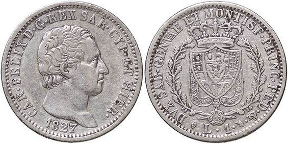 SAVOIA - Carlo Felice (1821-1831) - Lira 1827 T Pag. 102; Mont. 95 AG
BB