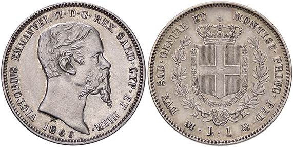 SAVOIA - Vittorio Emanuele II (1849-1861) - Lira 1860 M Pag. 416; Mont. 90 AG Ab...