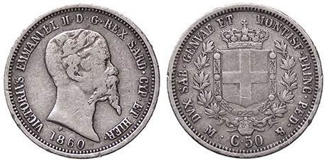 SAVOIA - Vittorio Emanuele II (1849-1861) - 50 Centesimi 1860 M Pag. 427; Mont. ...