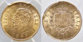 SAVOIA - Vittorio Emanuele II Re d'Italia (1861-1878) - 10 Lire 1863 T (19,0) Pag. 477a; Mont. 156 AU Sigillata PCGS MS63
Sigillata PCGS MS63
FDC