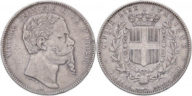SAVOIA - Vittorio Emanuele II Re d'Italia (1861-1878) - 5 Lire 1861 F Pag. 481; Mont. 161 RR AG Colpetto
Colpetto
qBB