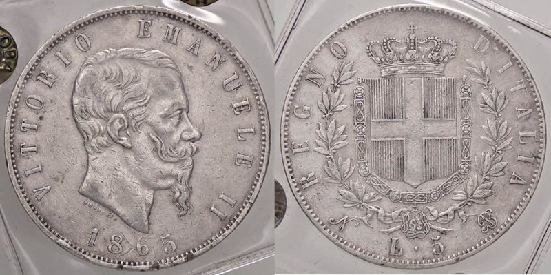 SAVOIA - Vittorio Emanuele II Re d'Italia (1861-1878) - 5 Lire 1865 N Pag. 486; ...