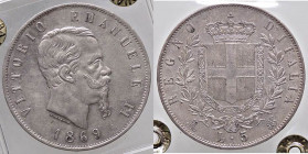 SAVOIA - Vittorio Emanuele II Re d'Italia (1861-1878) - 5 Lire 1869 M Pag. 489; Mont. 171 AG Sigillata Quattro Baj
Sigillata Quattro Baj
BB-SPL