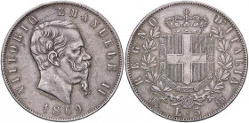 SAVOIA - Vittorio Emanuele II Re d'Italia (1861-1878) - 5 Lire 1869 M Pag. 489; Mont. 171 AG
bel BB