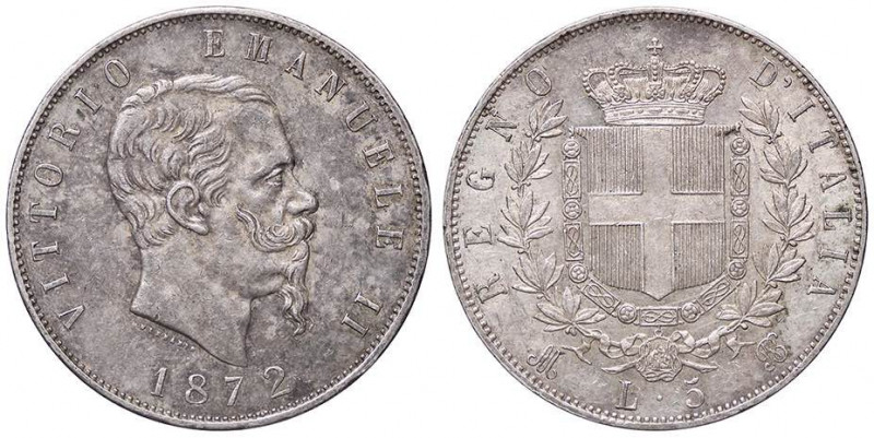 SAVOIA - Vittorio Emanuele II Re d'Italia (1861-1878) - 5 Lire 1872 M Pag. 494; ...