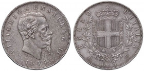 SAVOIA - Vittorio Emanuele II Re d'Italia (1861-1878) - 5 Lire 1872 M Pag. 494; Mont. 177 AG Porosità al D/
Porosità al D/
BB/BB+