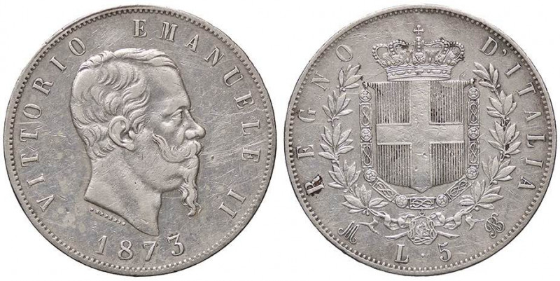 SAVOIA - Vittorio Emanuele II Re d'Italia (1861-1878) - 5 Lire 1873 M Pag. 496; ...