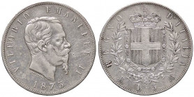 SAVOIA - Vittorio Emanuele II Re d'Italia (1861-1878) - 5 Lire 1873 M Pag. 496; Mont. 180 AG
qBB/BB+