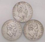 SAVOIA - Vittorio Emanuele II Re d'Italia (1861-1878) - 5 Lire 1874-1876-1877 AG Lotto di 3 monete
Lotto di 3 monete
BB÷qSPL